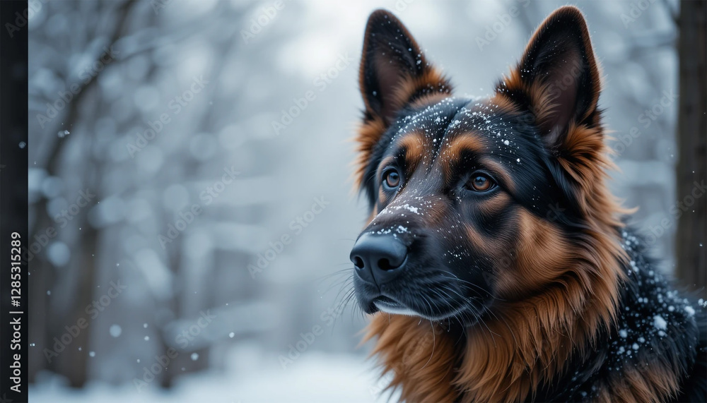 german shepherd dog, German Shepherd Dog in Snowy Forest german shepherd dog, German Shepherd Dog in Snowy Forest