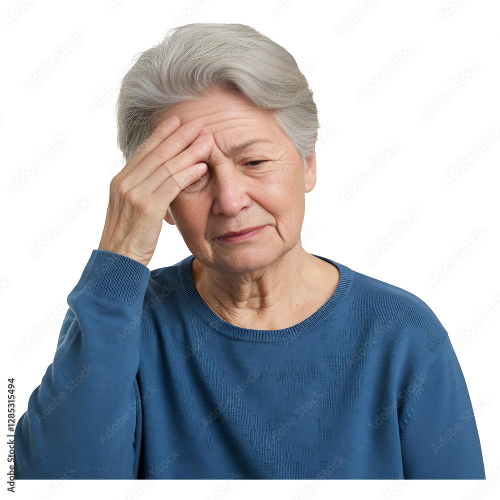 Elderly Woman Experiencing Severe Headache Pain