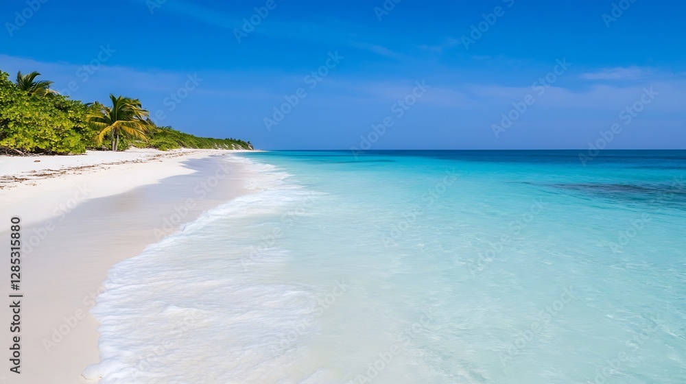Tropical Beach with Crystal Clear Water and White Sand : Generative AI Tropical Beach with Crystal Clear Water and White Sand : Generative AI
