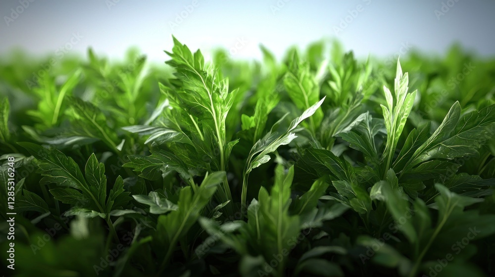 Lush green herb garden with vibrant foliage under soft morning light, showcasing nature's beauty Lush green herb garden with vibrant foliage under soft morning light, showcasing nature's beauty