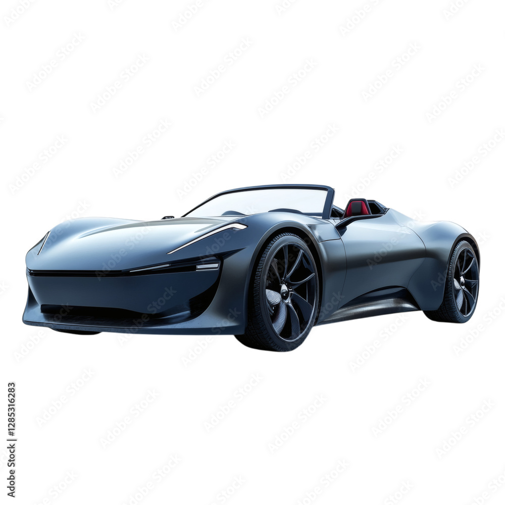A Futuristic Electric Roadster with a Low Profile Isolated on Transparent Background A Futuristic Electric Roadster with a Low Profile Isolated on Transparent Background