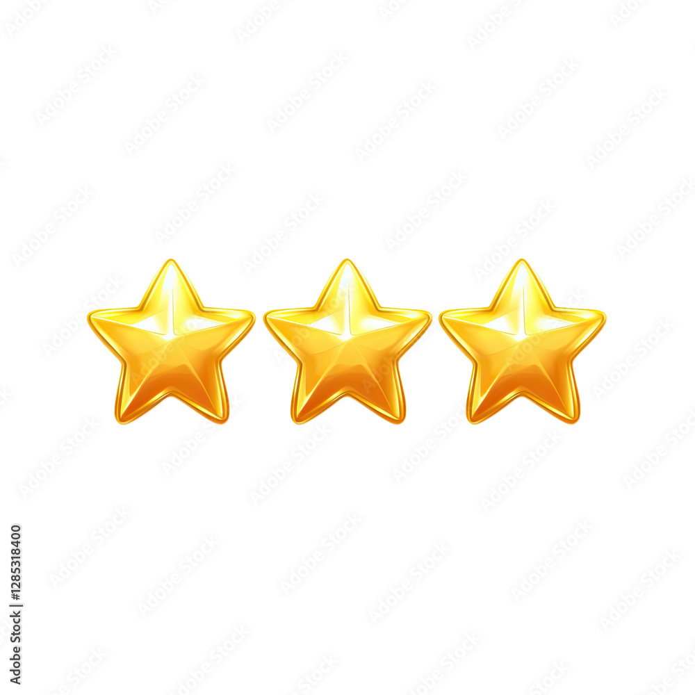 Three-Star Rating Review Icon Representing Moderate Quality and Customer Feedback Three-Star Rating Review Icon Representing Moderate Quality and Customer Feedback