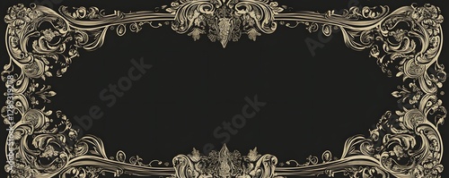 Ornate floral frame with symmetrical swirling vintage design elements