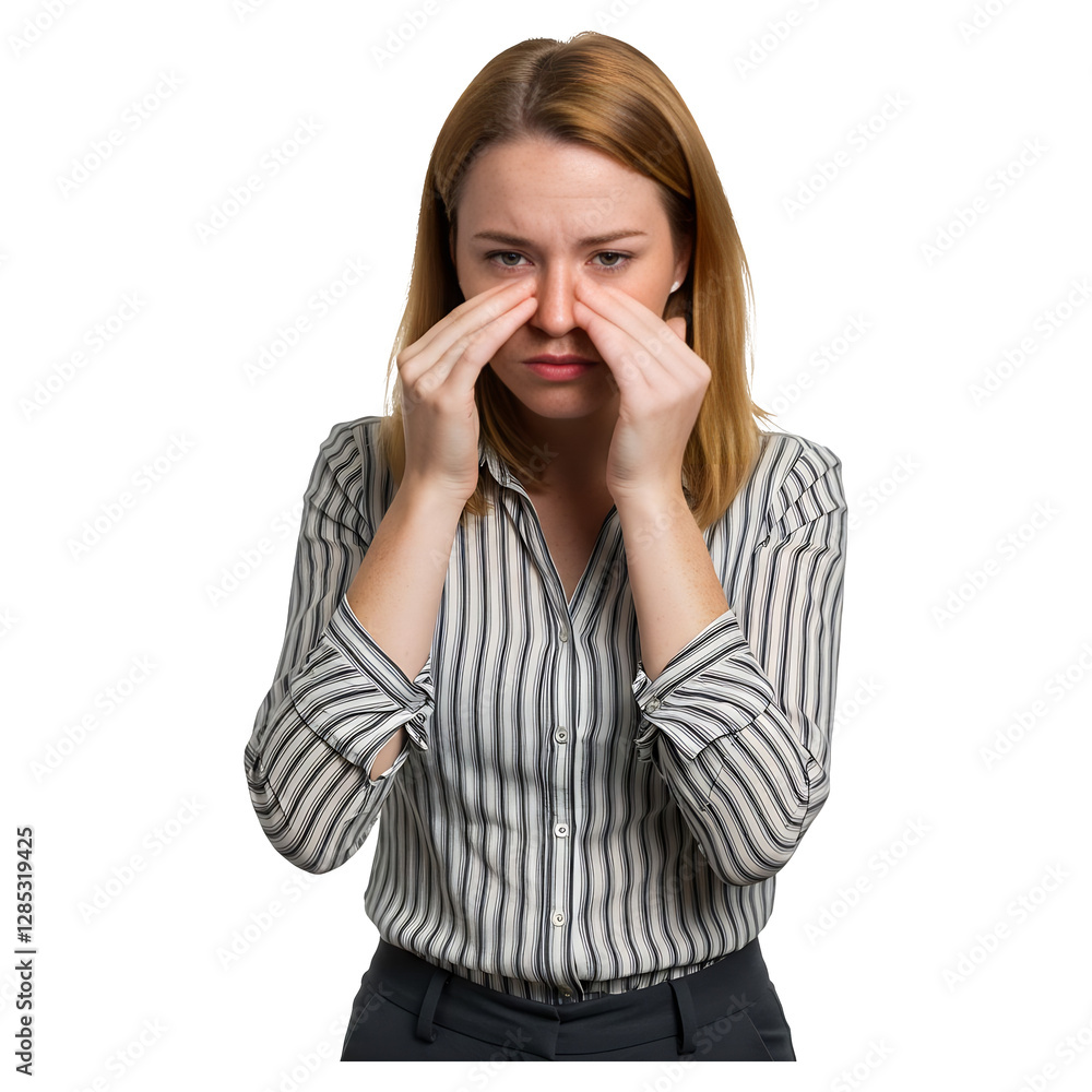Woman experiencing intense facial discomfort. Woman experiencing intense facial discomfort.