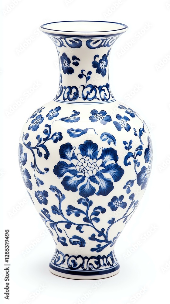 Obraz premium Elegant blue and white decorative vase.