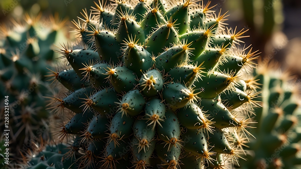 Close-up of prickly pear cactus for business showcasing resilience and strength Close-up of prickly pear cactus for business showcasing resilience and strength