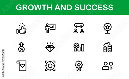 Success and Growth Icon Collection. Premium Icons for Personal Development, Growth, and Goal Achievement