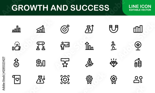 Success and Growth Icon Collection. Premium Icons for Personal Development, Growth, and Goal Achievement