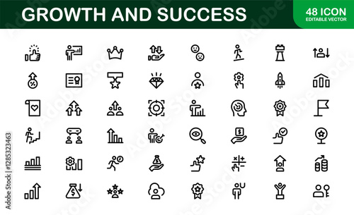 Success and Growth Icon Collection. Premium Icons for Personal Development, Growth, and Goal Achievement