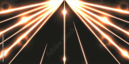 Motion speed Effect vector illustrattion. Trendy Highway mocha mousse color Motion Lights background template design. Car traffic Effect isolated black background.