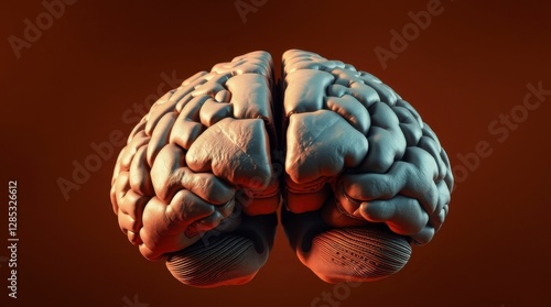 Human brain anatomy, a 3D medical illustration of the cerebral organ for mind and intelligence