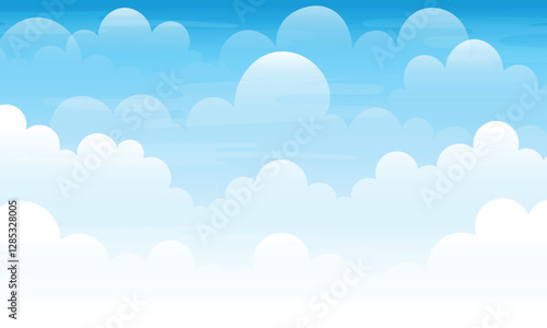 cartoon illustration of texture clouds on a blue sky background