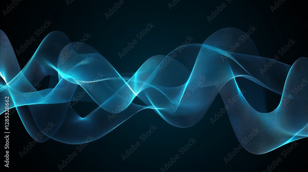 Fototapeta premium Quantum computer technology concept with blue futuristic circuit board, showcasing modern texture and wave flow, representing cutting-edge quantum explosion in digital systems.