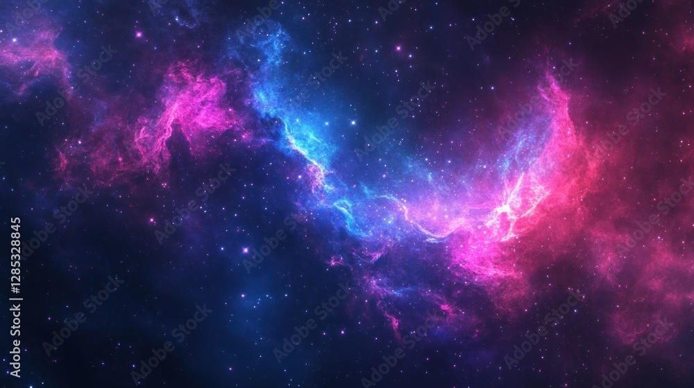 Vibrant Cosmic Nebula Filling Night Sky with Pink and Blue Colors Vibrant Cosmic Nebula Filling Night Sky with Pink and Blue Colors