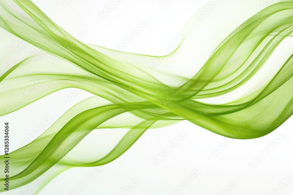 Obraz premium Dynamic abstract green lines flow seamlessly across a light background, creating a soothing visual experience, abstract green line moving background