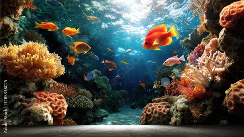 Wallpaper Mural Vibrant underwater scene showcasing colorful coral reefs and diverse fish swimming gracefully Torontodigital.ca