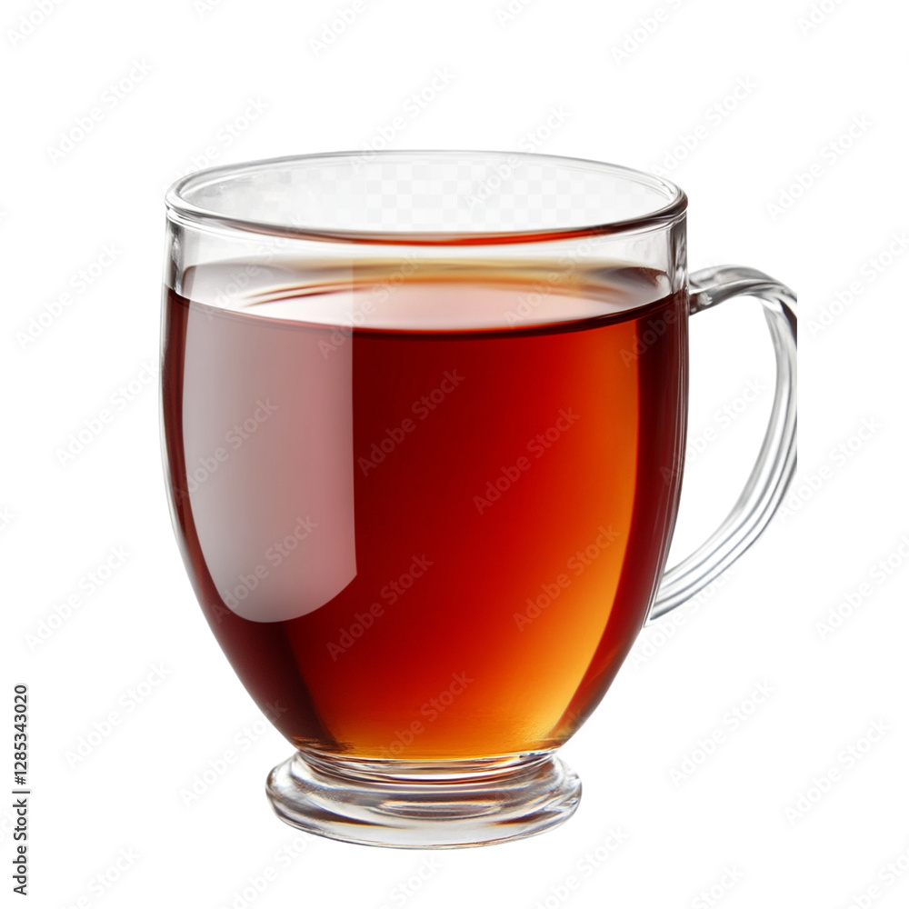 A glass mug of black tea, a transparent background A glass mug of black tea, a transparent background