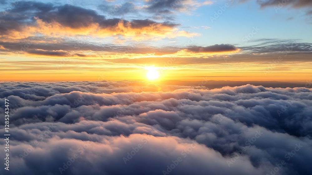 Breathtaking Sunrise Over Majestic Clouds with Soft Golden Light : Generative AI Breathtaking Sunrise Over Majestic Clouds with Soft Golden Light : Generative AI
