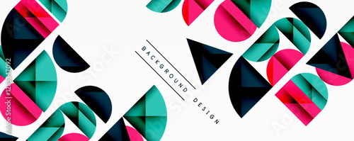 Abstract geometric pattern with intersecting circles and triangles in gradients. The high-contrast composition creates depth and a dynamic, modern aesthetic