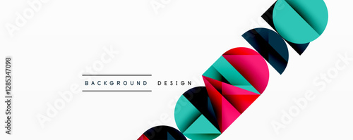 Abstract geometric pattern with intersecting circles and triangles in gradients. The high-contrast composition creates depth and a dynamic, modern aesthetic