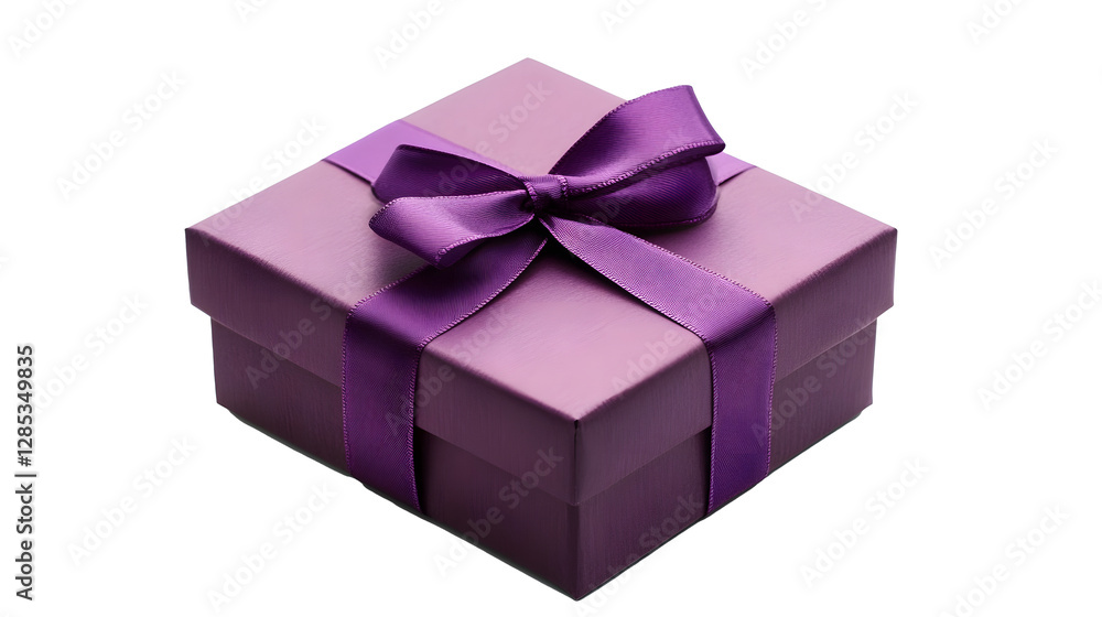 purple gift box with ribbon isolated on transparent background cutout purple gift box with ribbon isolated on transparent background cutout