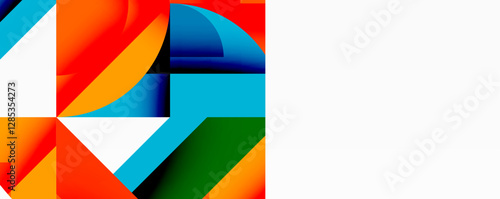 Abstract geometric artwork with interwoven angular and curved shapes, dynamic composition with smooth gradients and bold contrasts