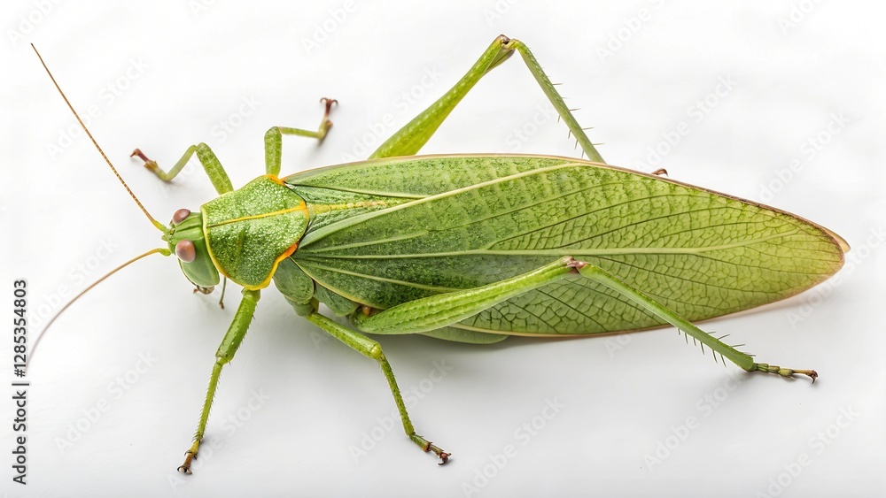Katydid's Detailed Portrait: A vivid macro shot captures the intricate beauty of a Katydid, highlighting its vibrant green coloration and detailed features, showcasing the marvels of the insect world. Katydid's Detailed Portrait: A vivid macro shot captures the intricate beauty of a Katydid, highlighting its vibrant green coloration and detailed features, showcasing the marvels of the insect world.