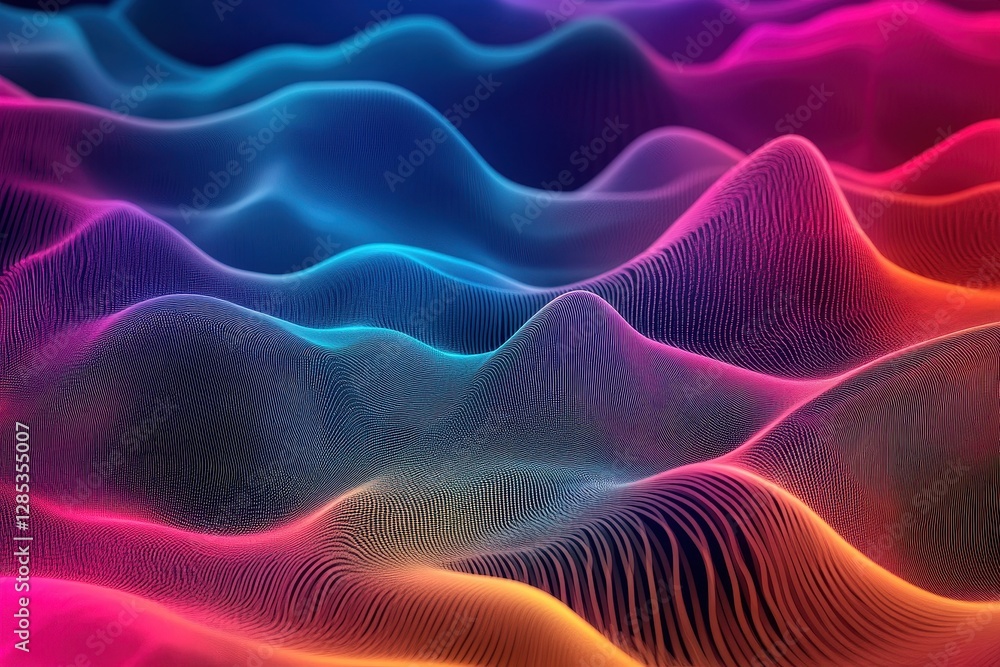 Fototapeta premium Colorful audio waveform spectrum displaying dynamic levels in an abstract design, Equalizer Audio Waveform Spectrum Colored Level Dynamic Waves Background