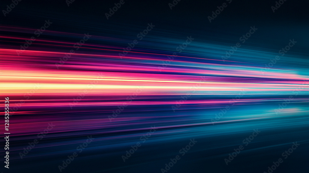 Naklejka premium A vibrant blue, teal, and purple gradient with defocused, blurred motion creates an abstract background, symbolizing creativity, energy, and transformation in a modern, dynamic atmosphere. 
