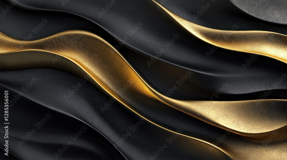 Elegant Black and Gold Abstract Waves with a Modern Artistic Flair Elegant Black and Gold Abstract Waves with a Modern Artistic Flair