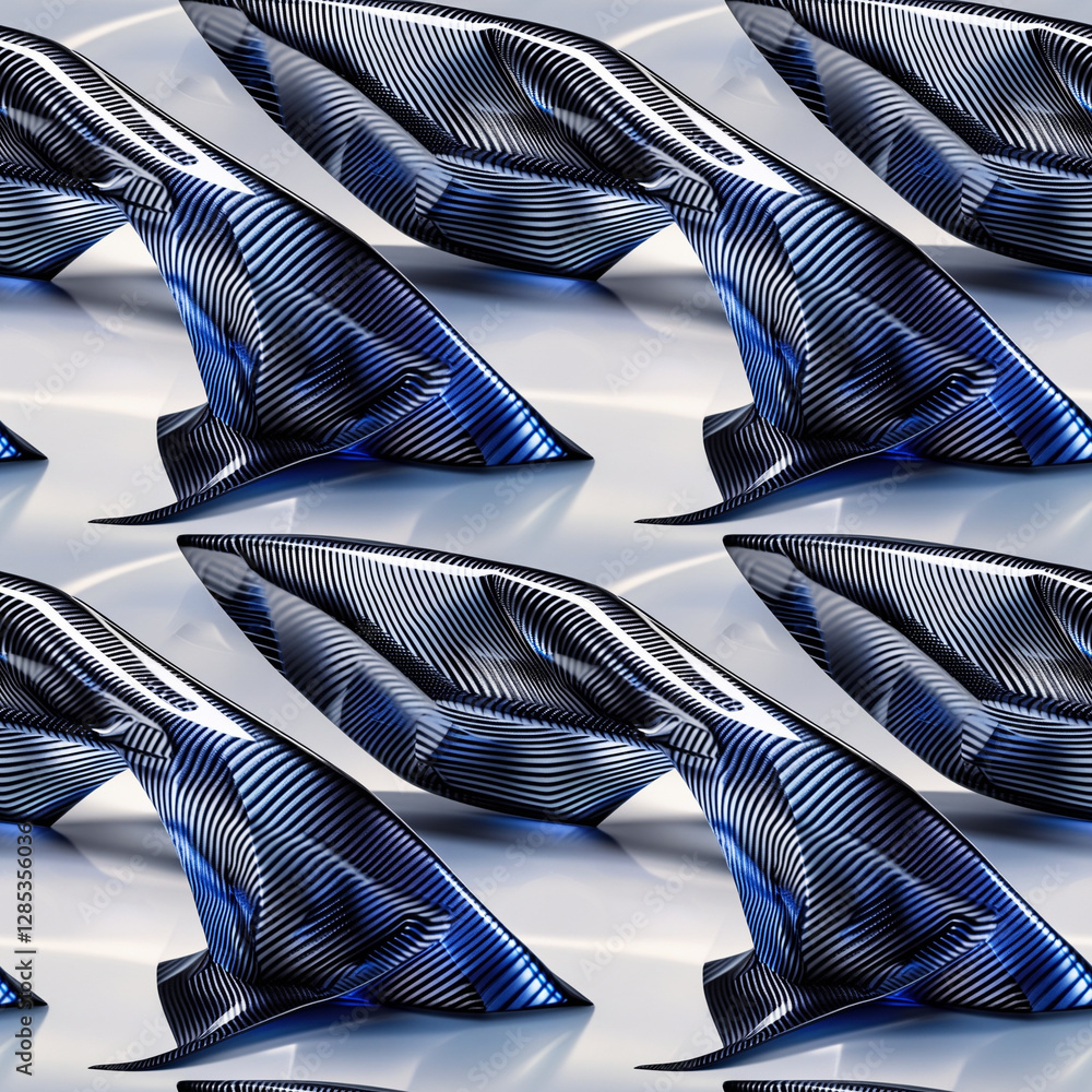 Naklejka premium Seamless futuristic metallic pattern with blue and silver tones