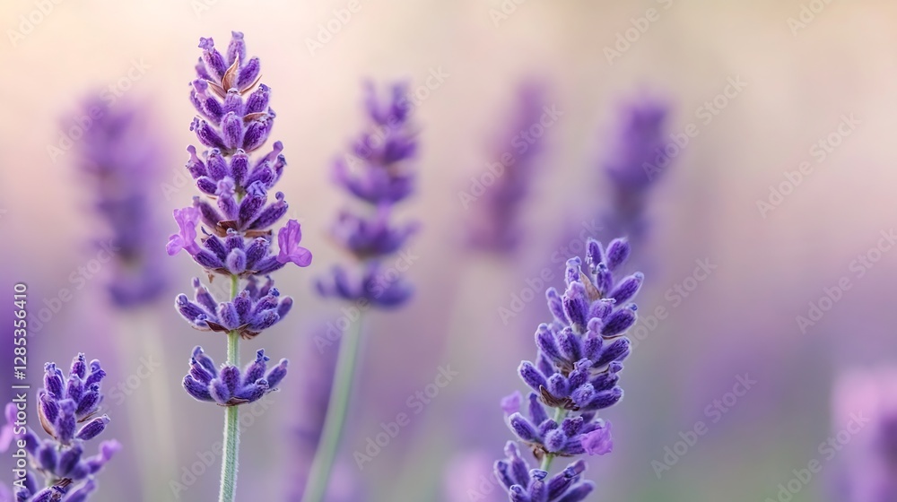 Beautiful Lavender Flowers Blooming in a Soft Focus Natural Setting : Generative AI Beautiful Lavender Flowers Blooming in a Soft Focus Natural Setting : Generative AI