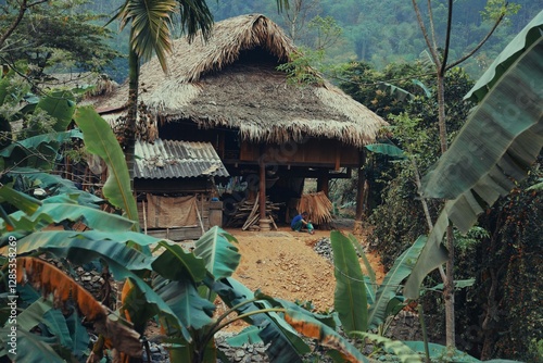 small hut in the middle of the rice fields