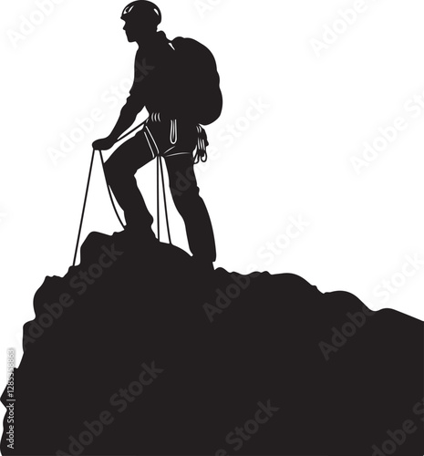 Climber Silhouette on Mountain Peak