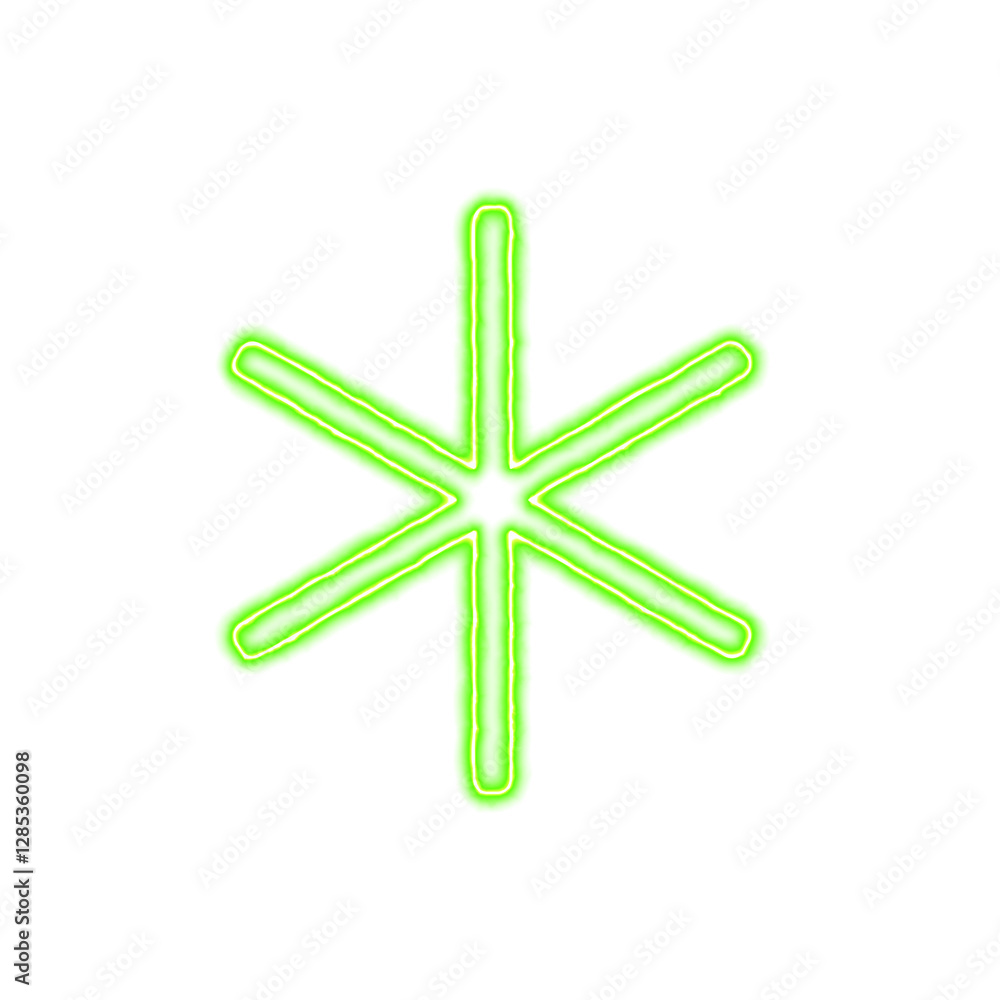 Icon asterisk from the flow of energy of green color. Shimmering neon Icon asterisk from the flow of energy of green color. Shimmering neon