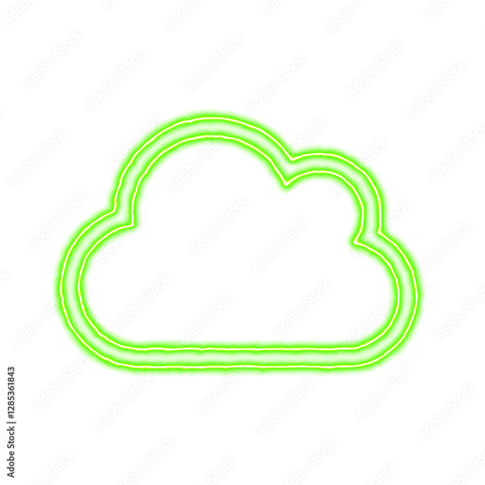 Icon cloud from the flow of energy of green color. Shimmering neon Icon cloud from the flow of energy of green color. Shimmering neon