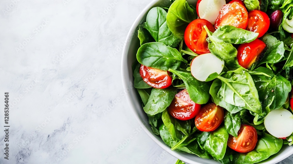 Fresh Colorful Garden Salad With Spinach Tomatoes And Ingredients : Generative AI Fresh Colorful Garden Salad With Spinach Tomatoes And Ingredients : Generative AI