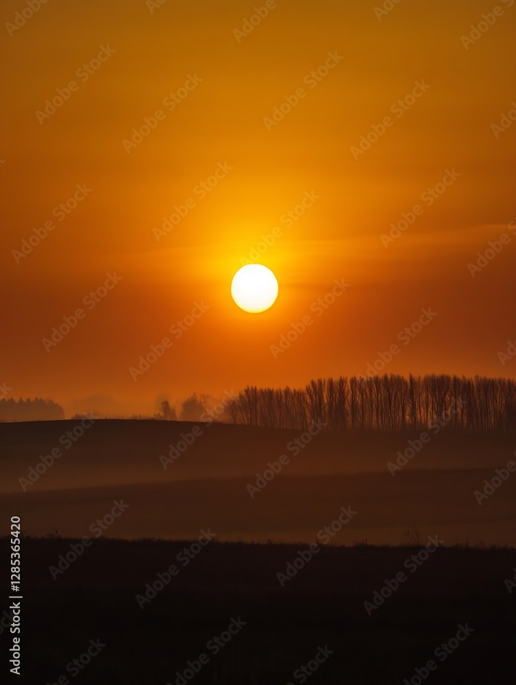 Stunning Sunset Over Fields and Trees Creating a Warm and Inviting Atmosphere : Generative AI Stunning Sunset Over Fields and Trees Creating a Warm and Inviting Atmosphere : Generative AI