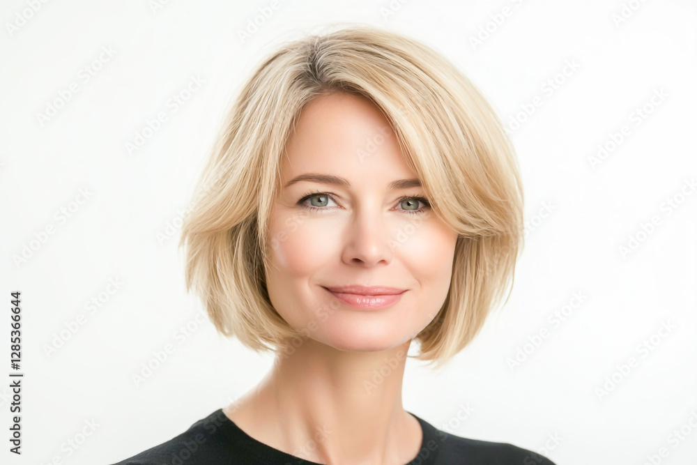 Beautiful blonde woman with bob hair style Beautiful blonde woman with bob hair style