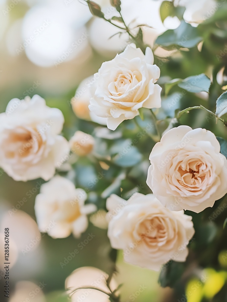 Delicate white roses in soft focus showcasing romantic elegance and natural beauty in floral arrangements : Generative AI Delicate white roses in soft focus showcasing romantic elegance and natural beauty in floral arrangements : Generative AI