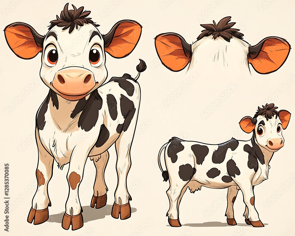 Fototapeta premium Cute Calf Multiple Views