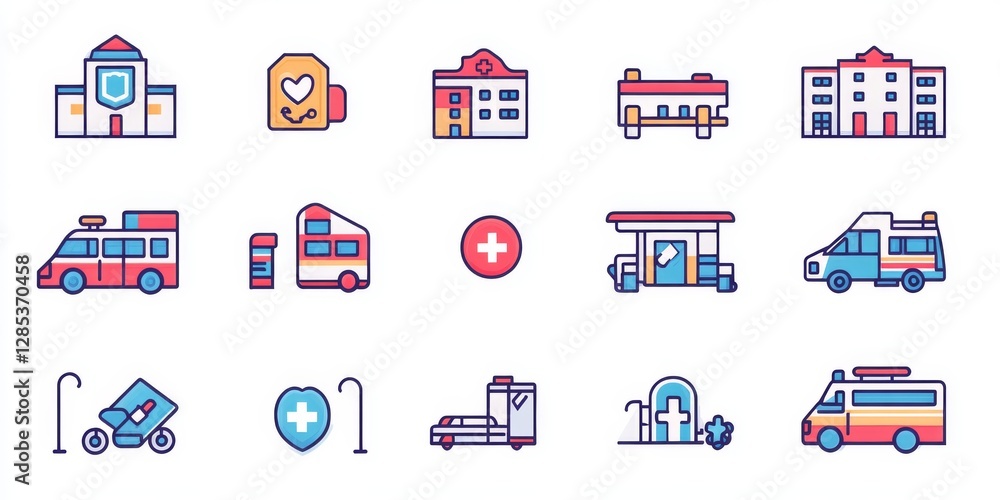 Obraz premium City Emergency and Medical Services Icons