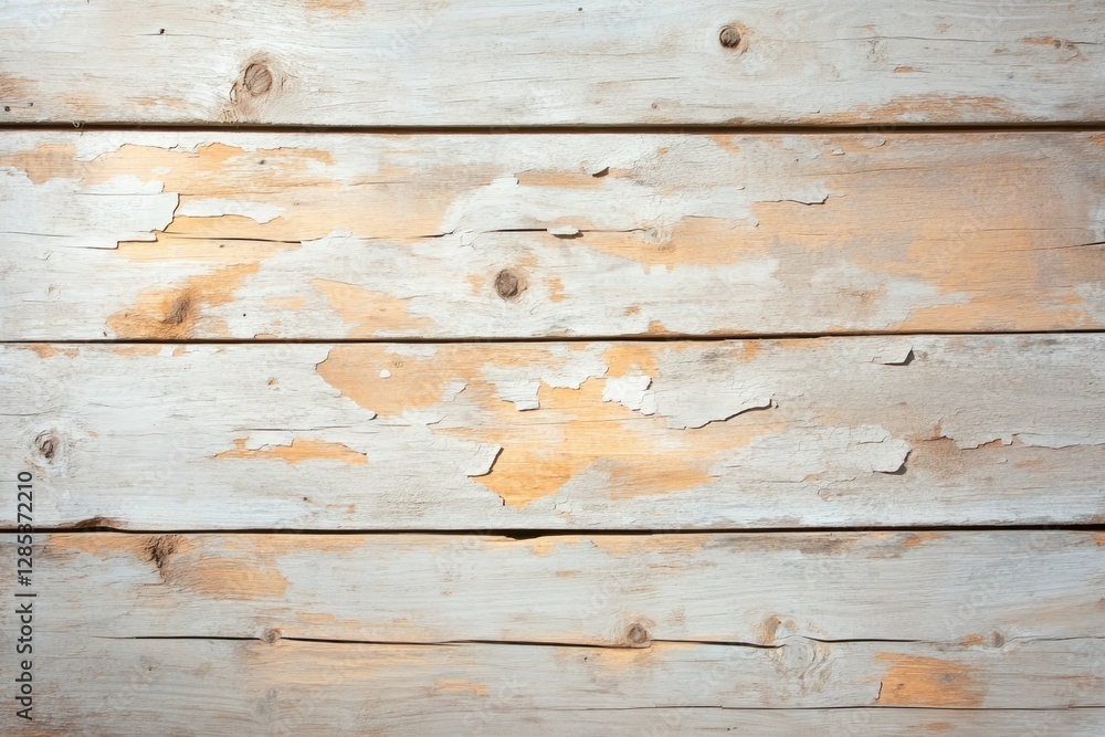 Fototapeta premium close-up of weathered wooden plank with chipped paint showing rich textures and patterns