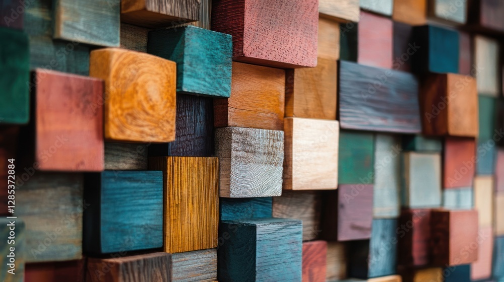 Colorful Wooden Blocks Abstract Art Background Texture
