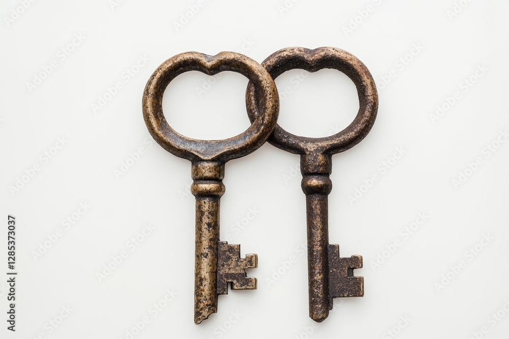 Antique Skeleton Keys Vintage Keys Old Keys Brass Keys Grunge Keys Two Keys Heart Shaped Keys