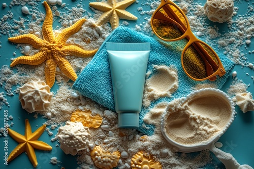 Summer Beach Skincare  Sunscreen  Towel  Sunglasses  Starfish