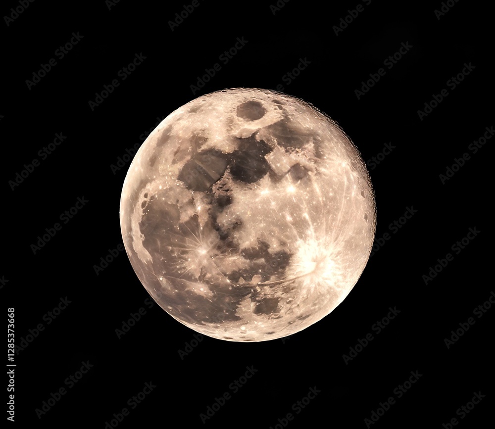 Fototapeta premium Full moon isolated on black background