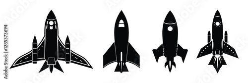 rocket silhouette vector.