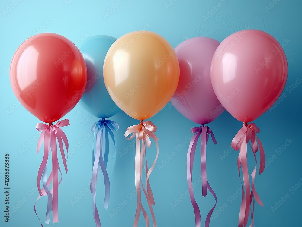 Pastel Balloons with Ribbons Festive Party Decorations