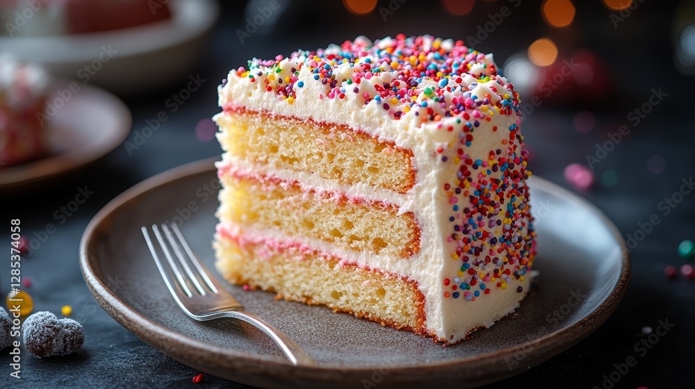 Delicious Three Layer Vanilla Cake with Sprinkles